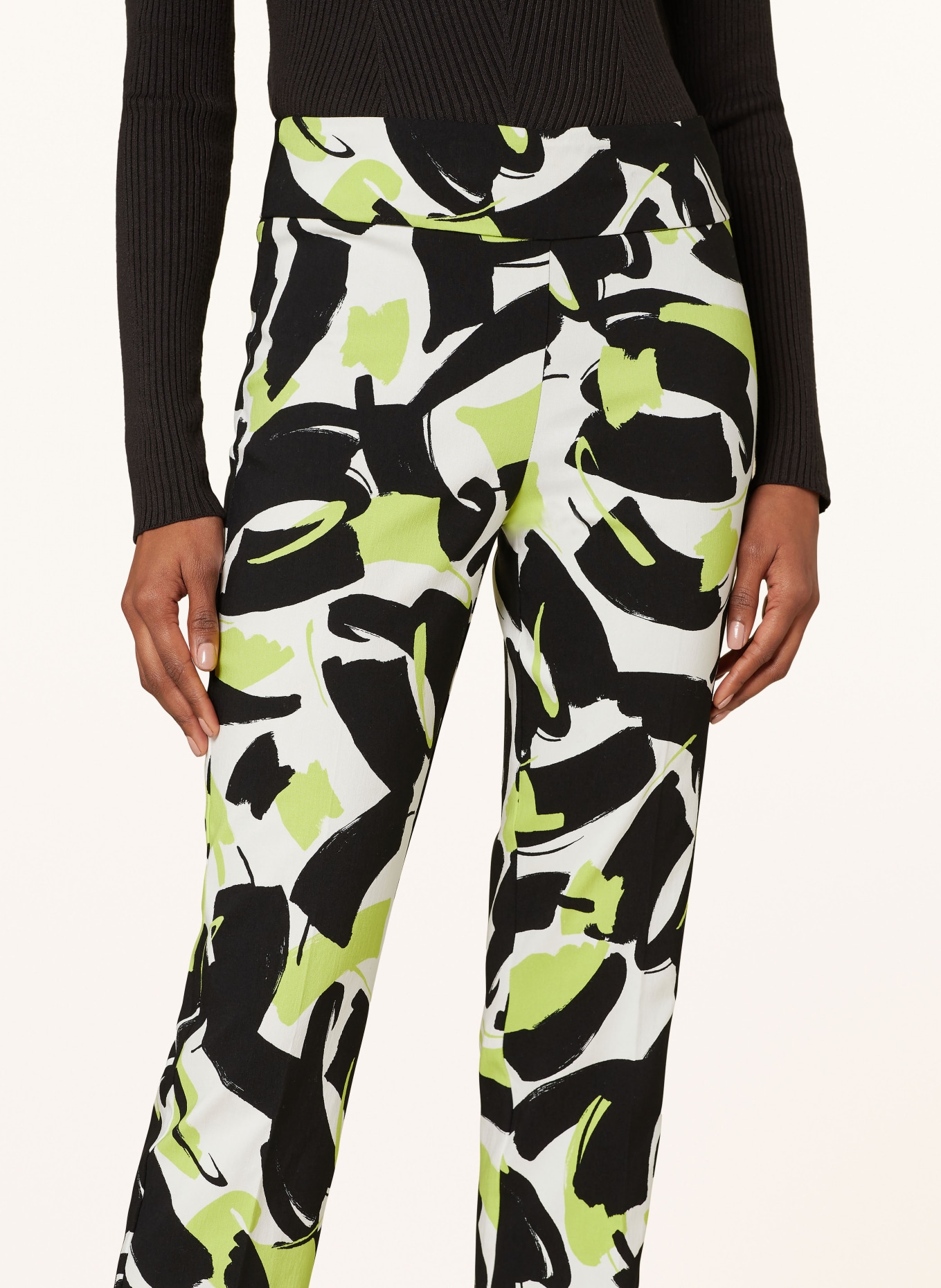 Joseph Ribkoff Trousers, Color: BLACK/ WHITE/ NEON GREEN (Image 5)