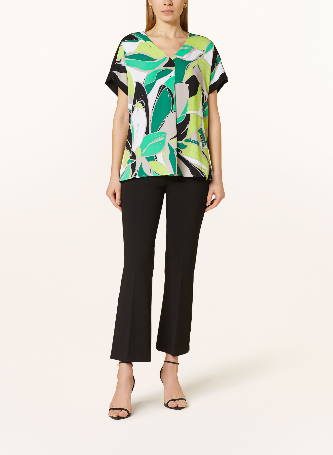 Joseph Ribkoff Shirt blouse, Color: WHITE/ GREEN/ BLACK (Image 2)