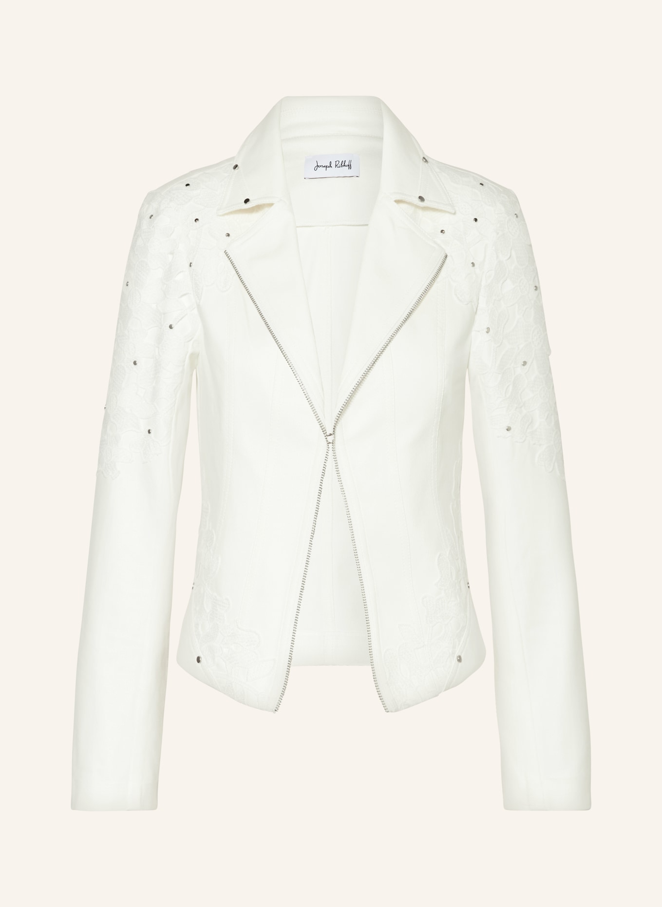 Joseph Ribkoff Jacket with lace and rivets, Color: WHITE (Image 1)