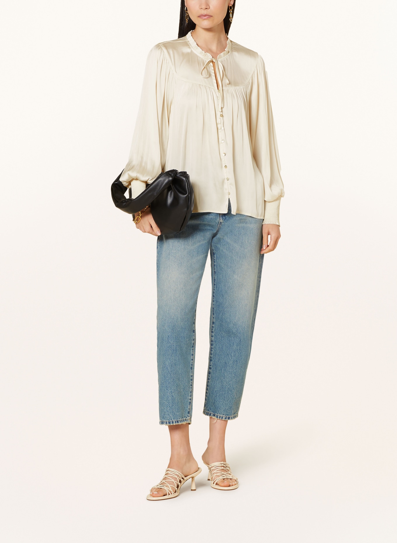 MRS & HUGS Satin blouse, Color: CREAM (Image 2)