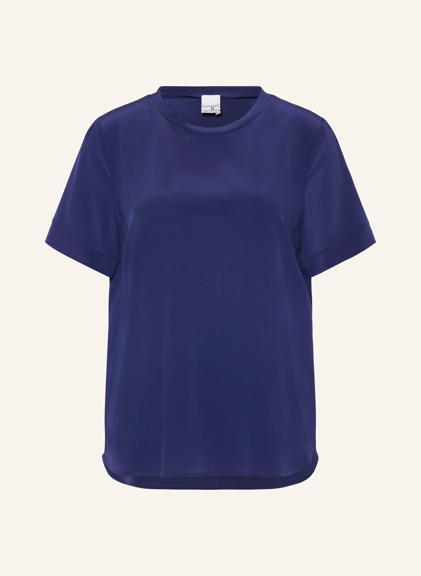 TONNO & PANNA T-shirt STINETON in silk, Color: DARK BLUE (Image 1)