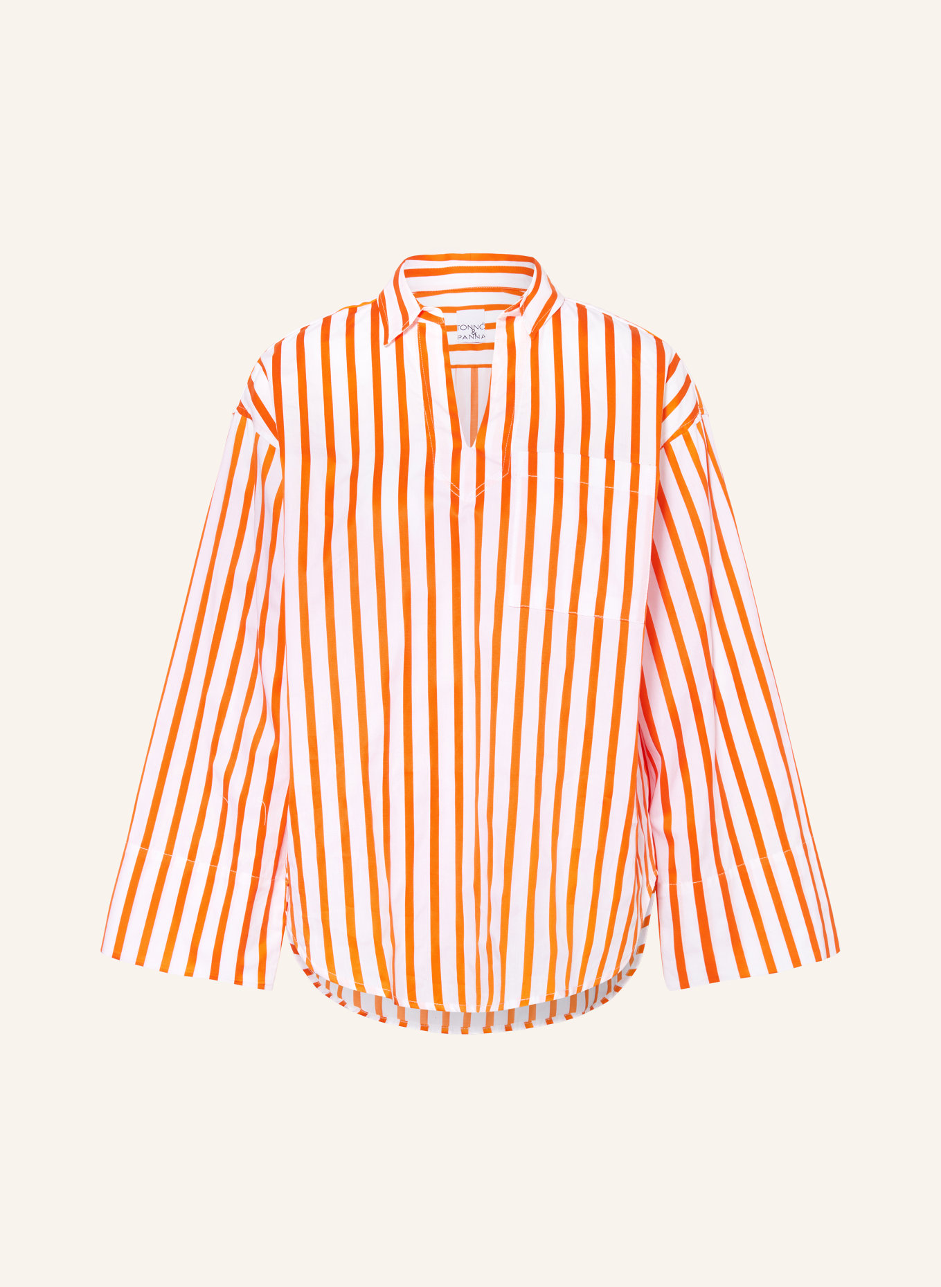 TONNO & PANNA Shirt blouse SIMONTON, Color: WHITE/ ORANGE (Image 1)