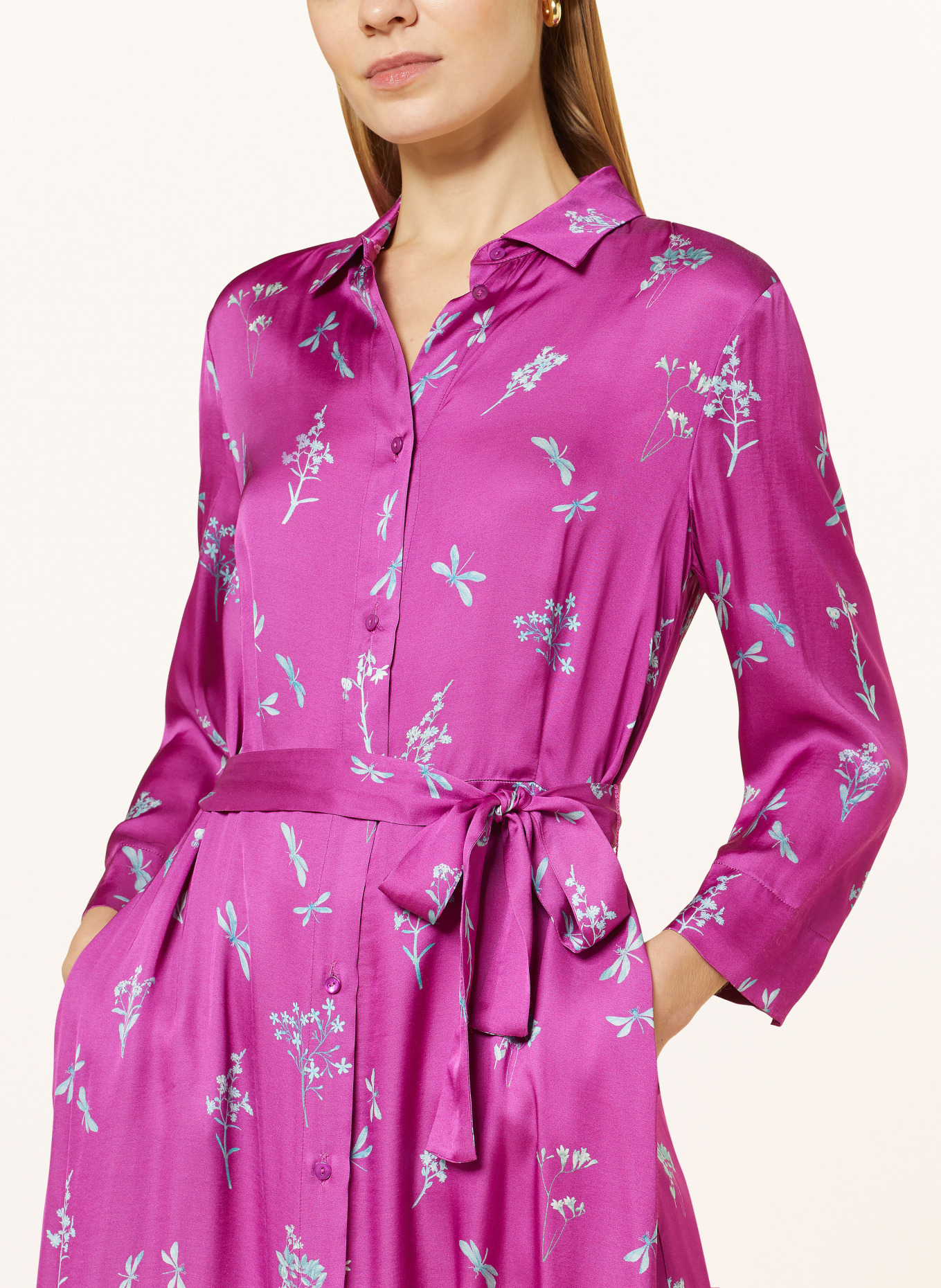 ELENA MIRO Hemdblusenkleid mit 3/4-Arm, Farbe: FUCHSIA (Bild 4)