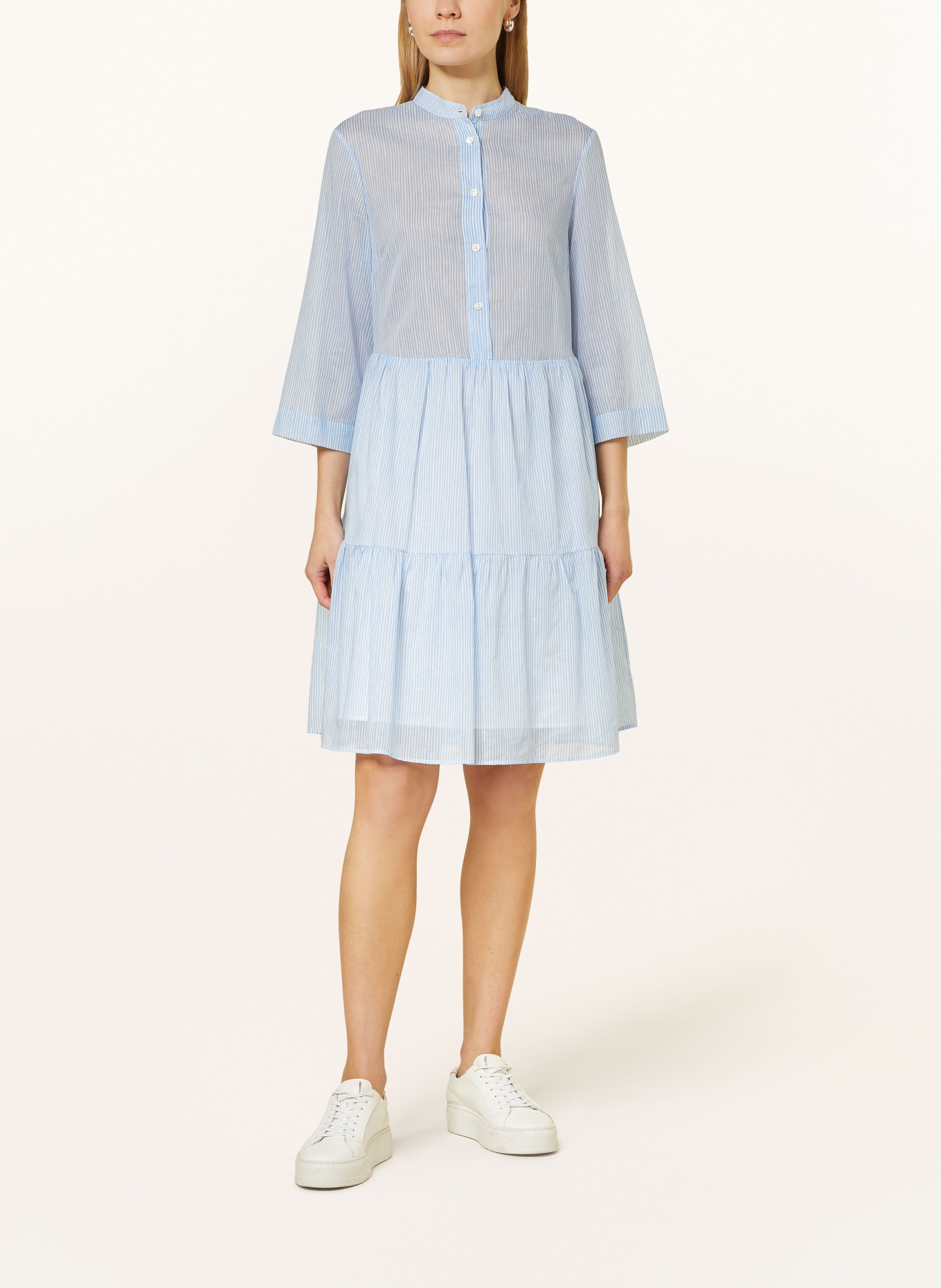 ELENA MIRO Dress with 3/4 sleeves, Color: LIGHT BLUE/ WHITE (Image 2)