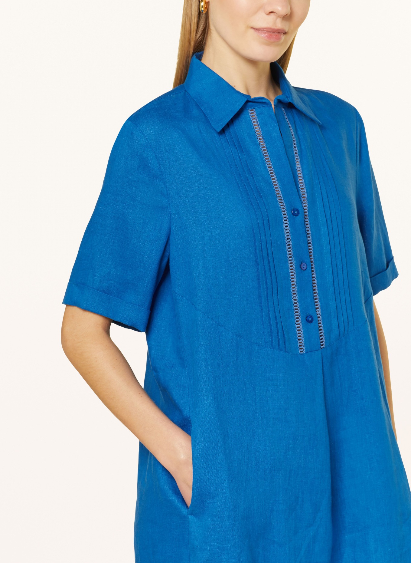 ELENA MIRO Linen dress, Color: BLUE (Image 4)