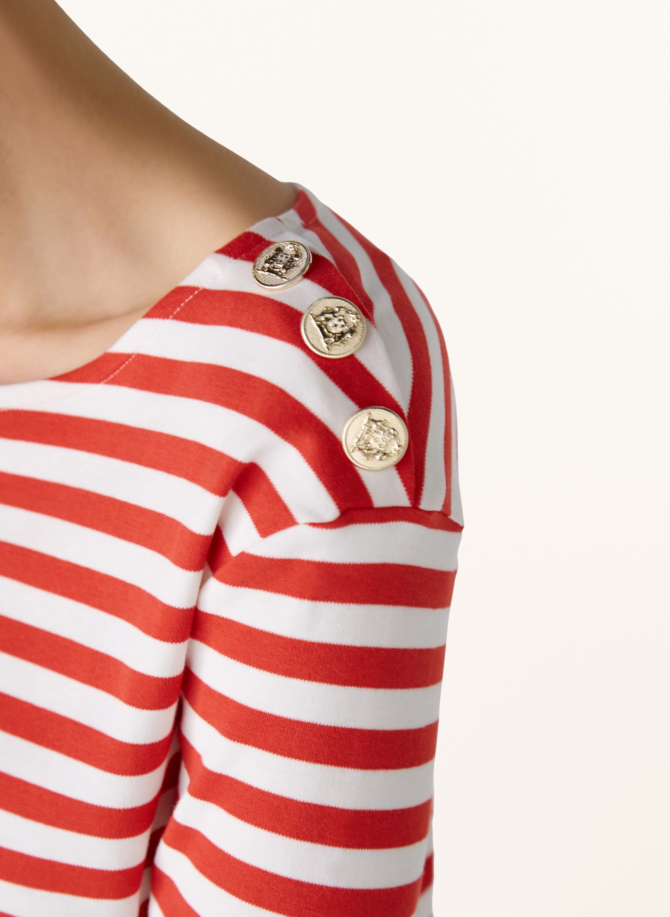 oui Shirt with 3/4 sleeves, Color: RED/ WHITE (Image 4)