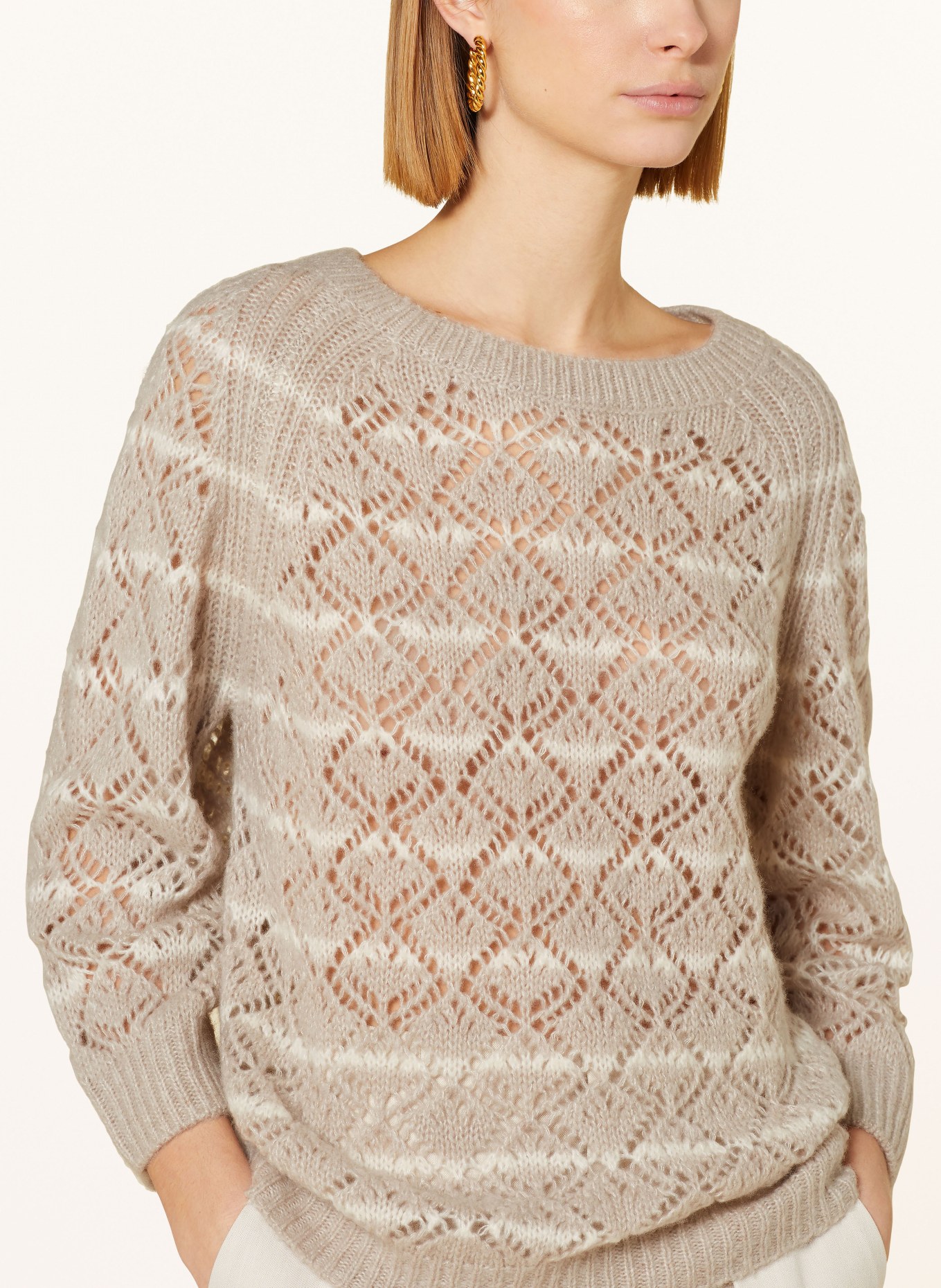 HEMISPHERE Cashmere-Pullover, Farbe: TAUPE/ CREME (Bild 4)