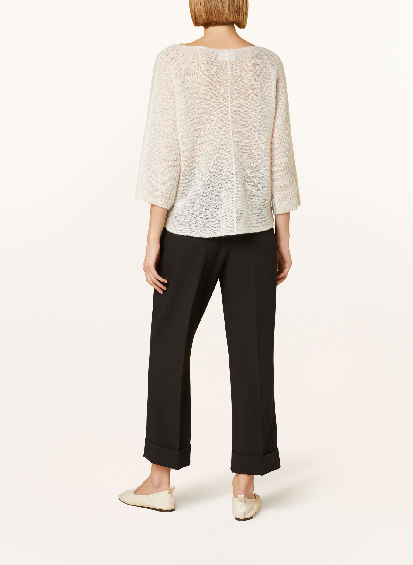 HEMISPHERE Cashmere sweater with 3/4 sleeves, Color: ECRU (Image 3)