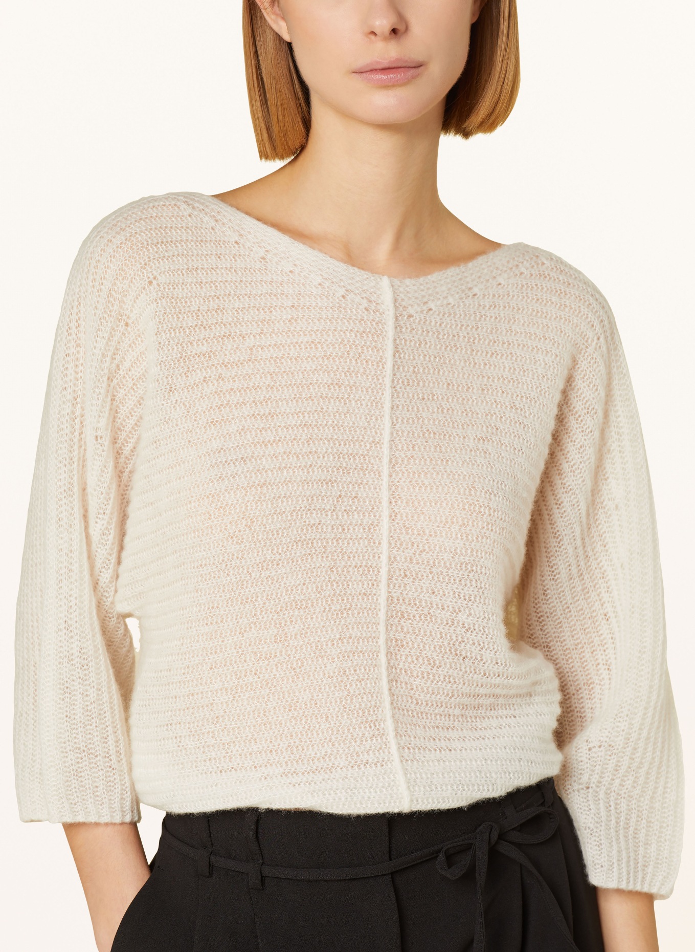 HEMISPHERE Cashmere sweater with 3/4 sleeves, Color: ECRU (Image 4)