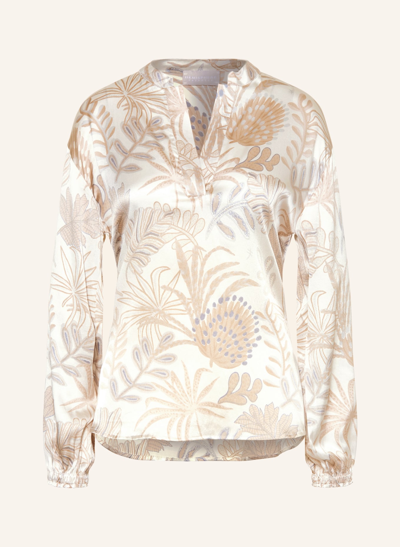 HEMISPHERE Shirt blouse in silk, Color: BEIGE/ BROWN/ BLUE GRAY (Image 1)