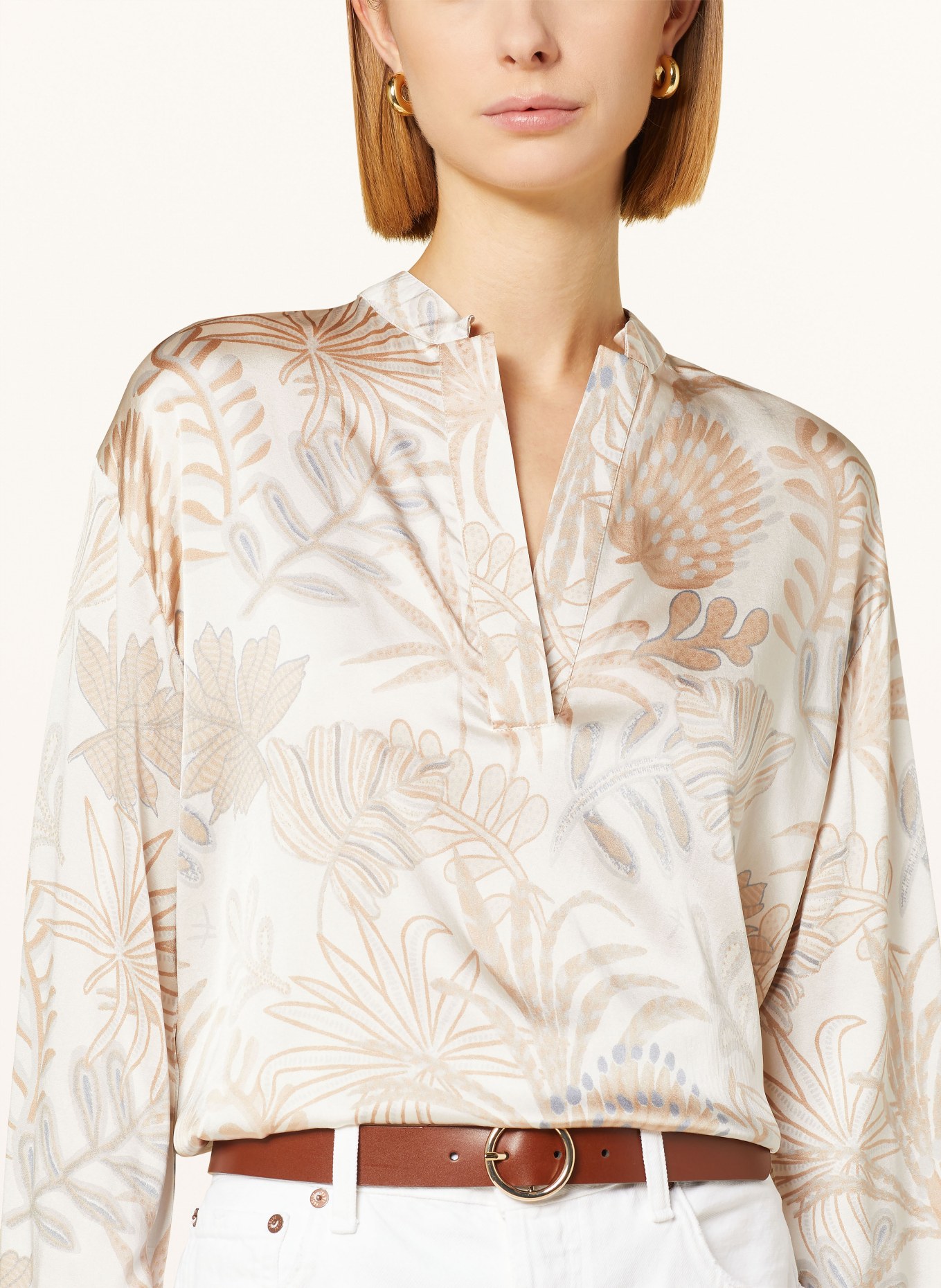 HEMISPHERE Shirt blouse in silk, Color: BEIGE/ BROWN/ BLUE GRAY (Image 4)
