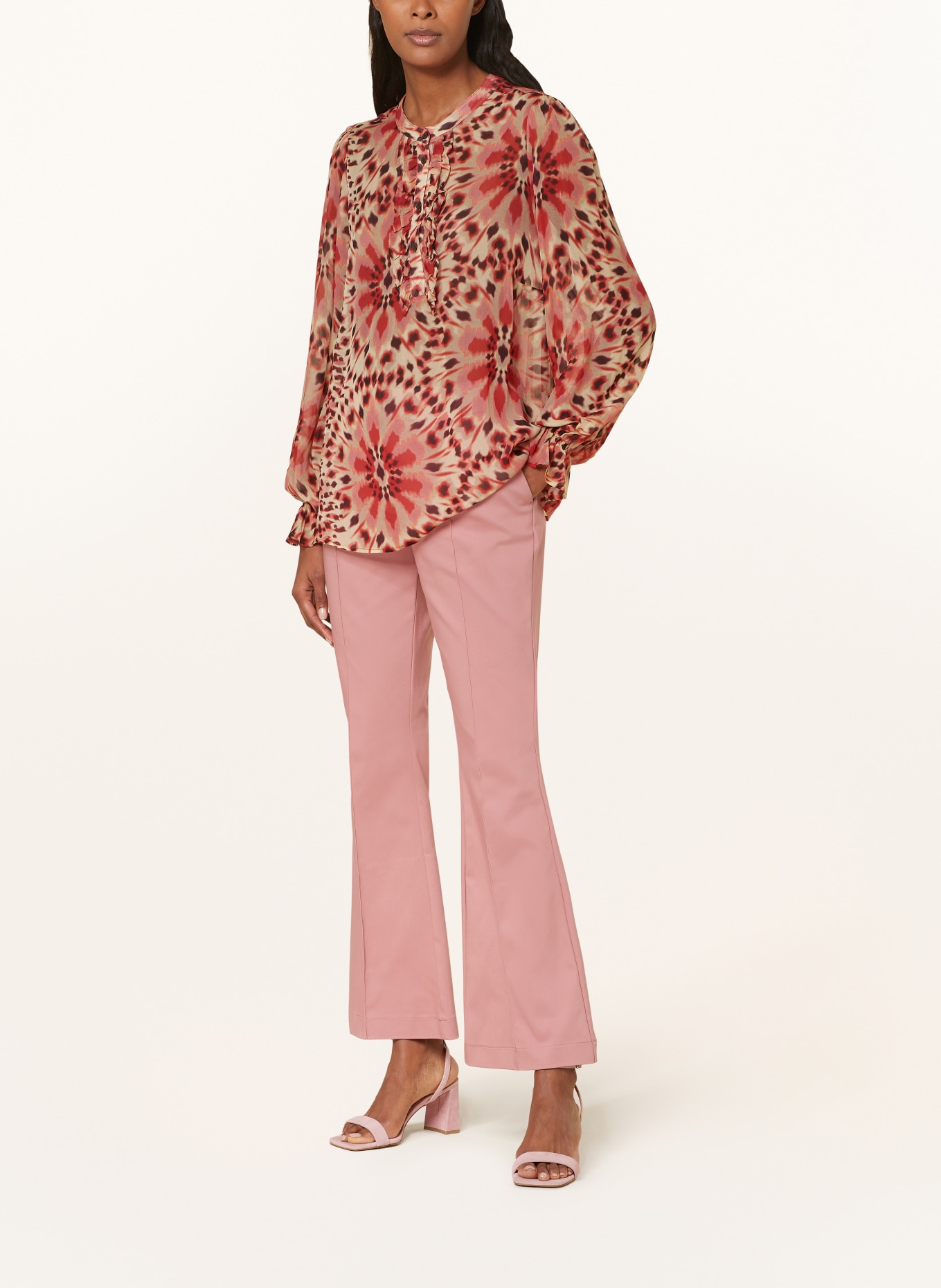 summum woman Shirt blouse with ruffles, Color: LIGHT BROWN/ PINK (Image 2)