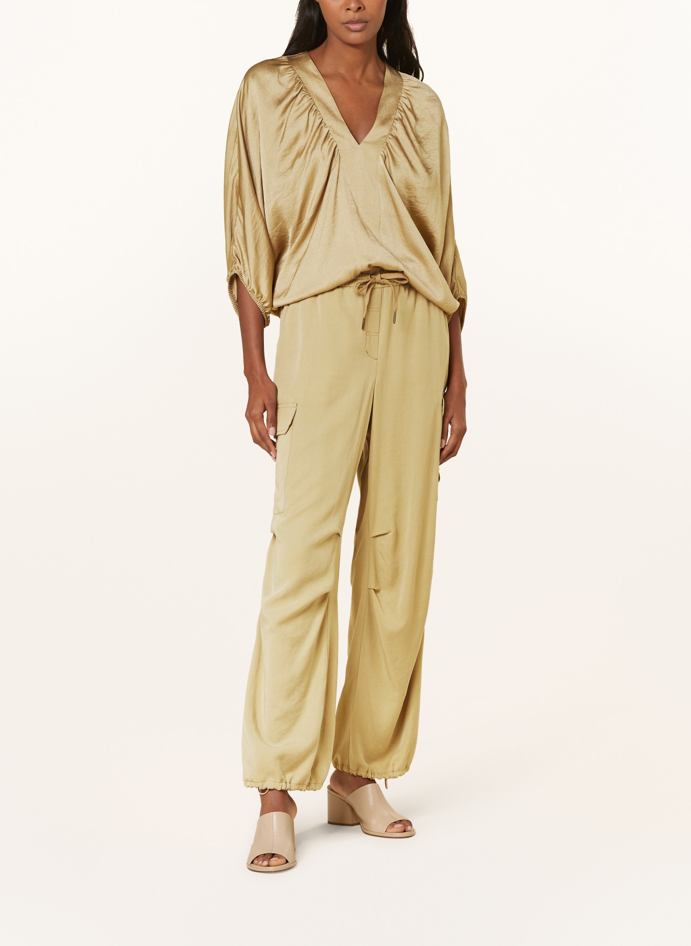 summum woman Shirt blouse in satin, Color: OLIVE (Image 2)
