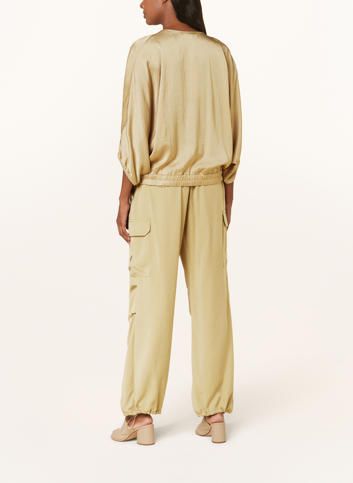 summum woman Shirt blouse in satin, Color: OLIVE (Image 3)
