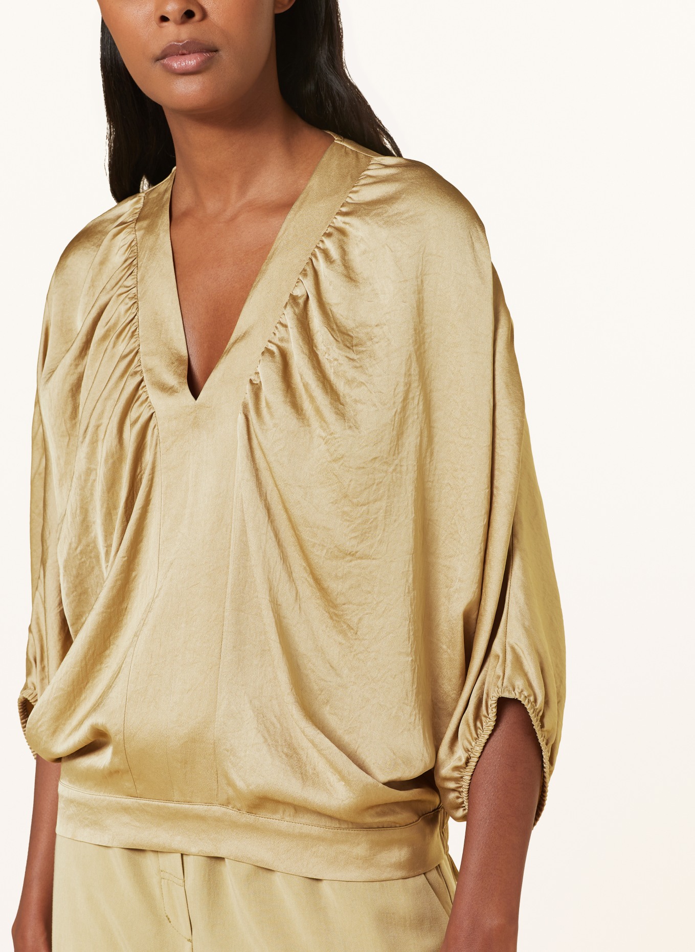 summum woman Shirt blouse in satin, Color: OLIVE (Image 4)