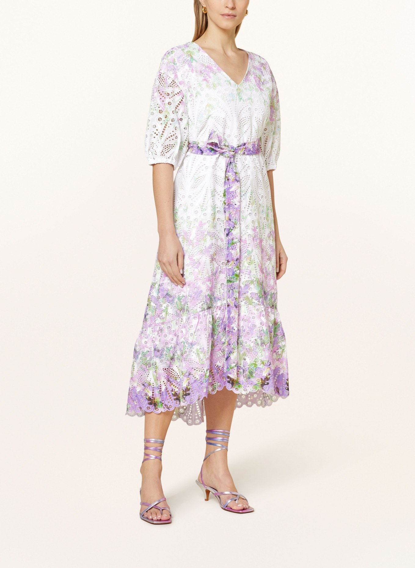 darling harbour Dress with broderie anglaise, Color: WHITE/ PURPLE/ MINT (Image 2)
