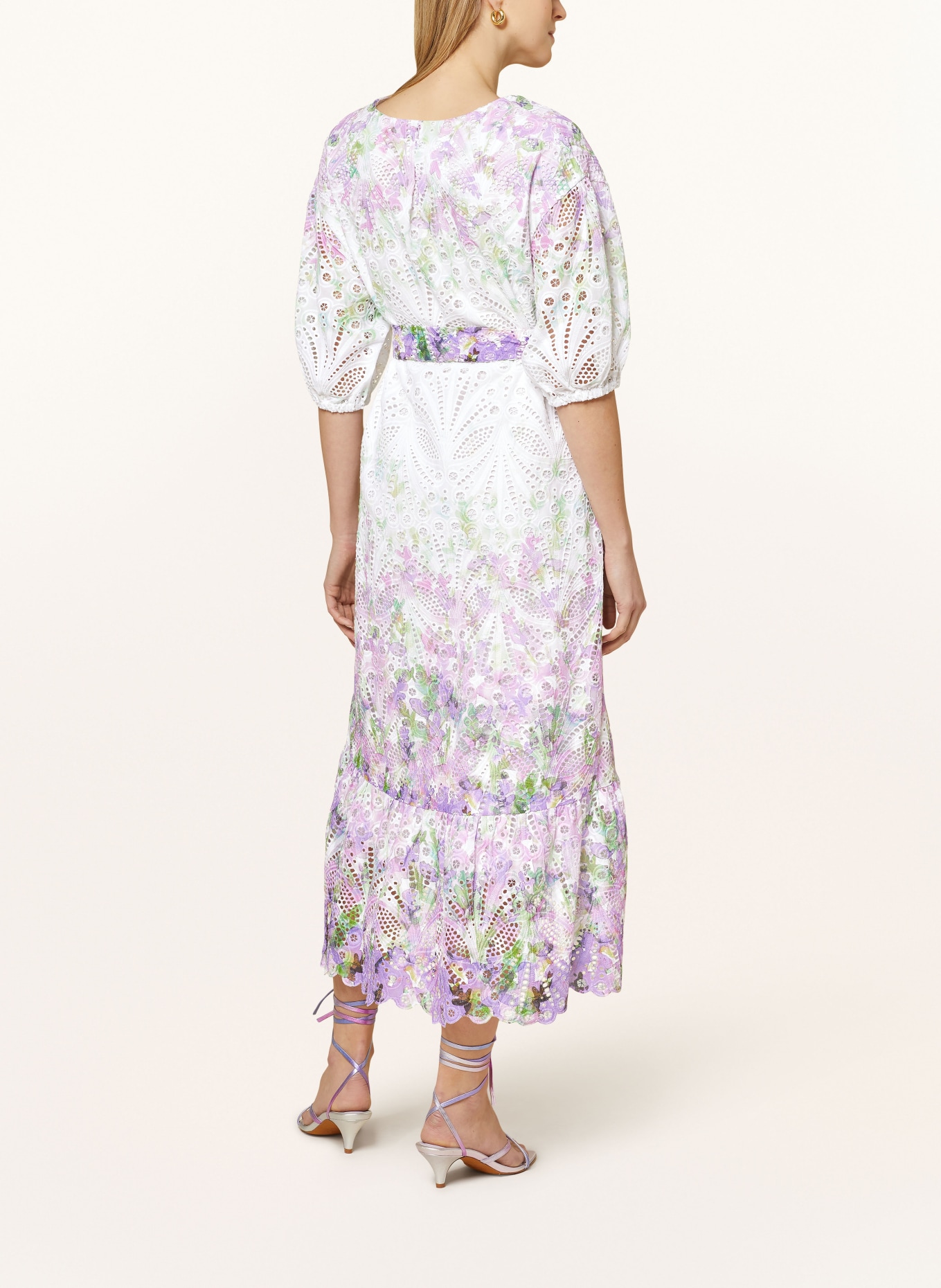 darling harbour Dress with broderie anglaise, Color: WHITE/ PURPLE/ MINT (Image 3)