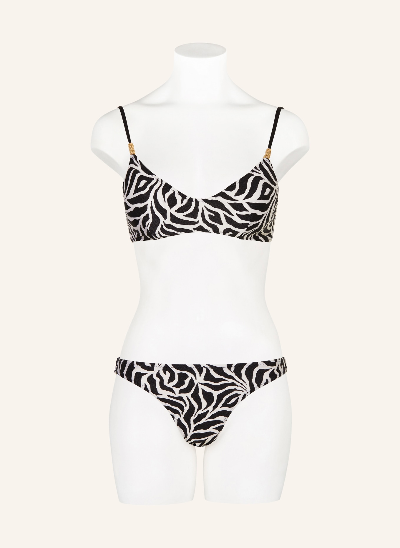 BANANA MOON COUTURE Bralette bikini top ZEBRAS PLAGO, Color: CREAM/ BLACK (Image 2)