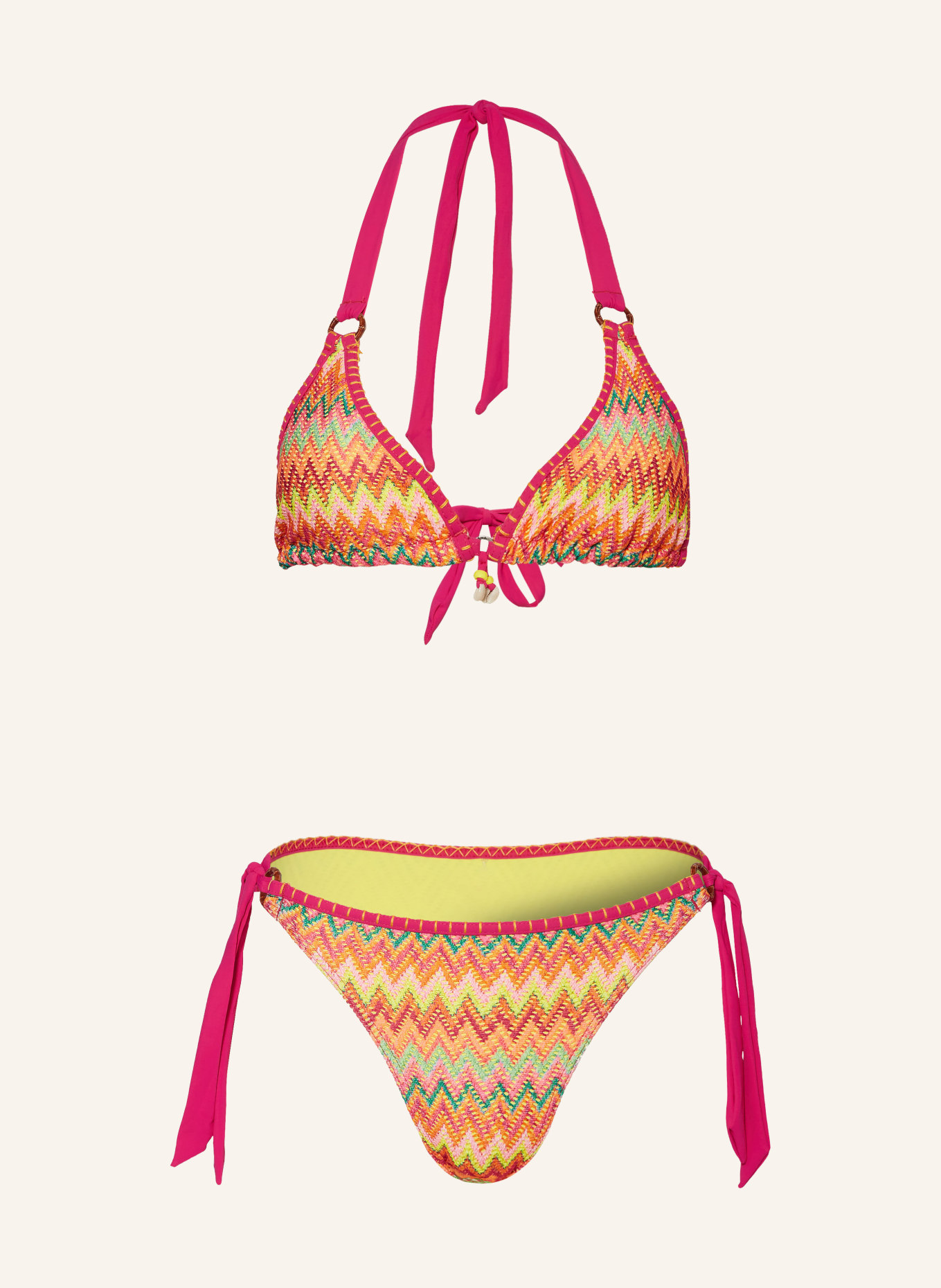 BANANA MOON Bikini trójkątne ATOA LIKOSIMA, Kolor: POMARAŃCZOWY/ MOCNORÓŻOWY/ ZIELONY (Obrazek 1)