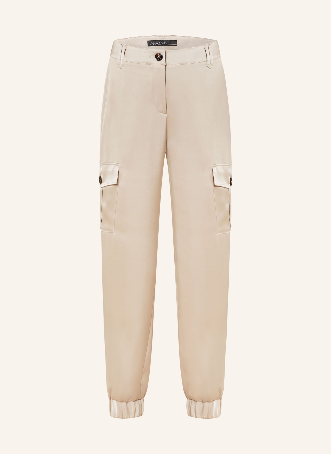 MARC CAIN Cargo pants made of satin, Color: BEIGE (Image 1)