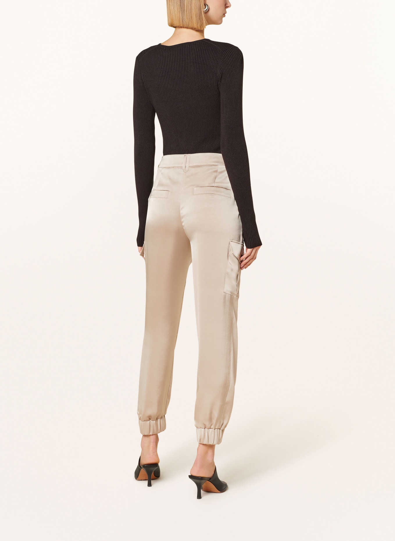 MARC CAIN Cargo pants made of satin, Color: BEIGE (Image 3)