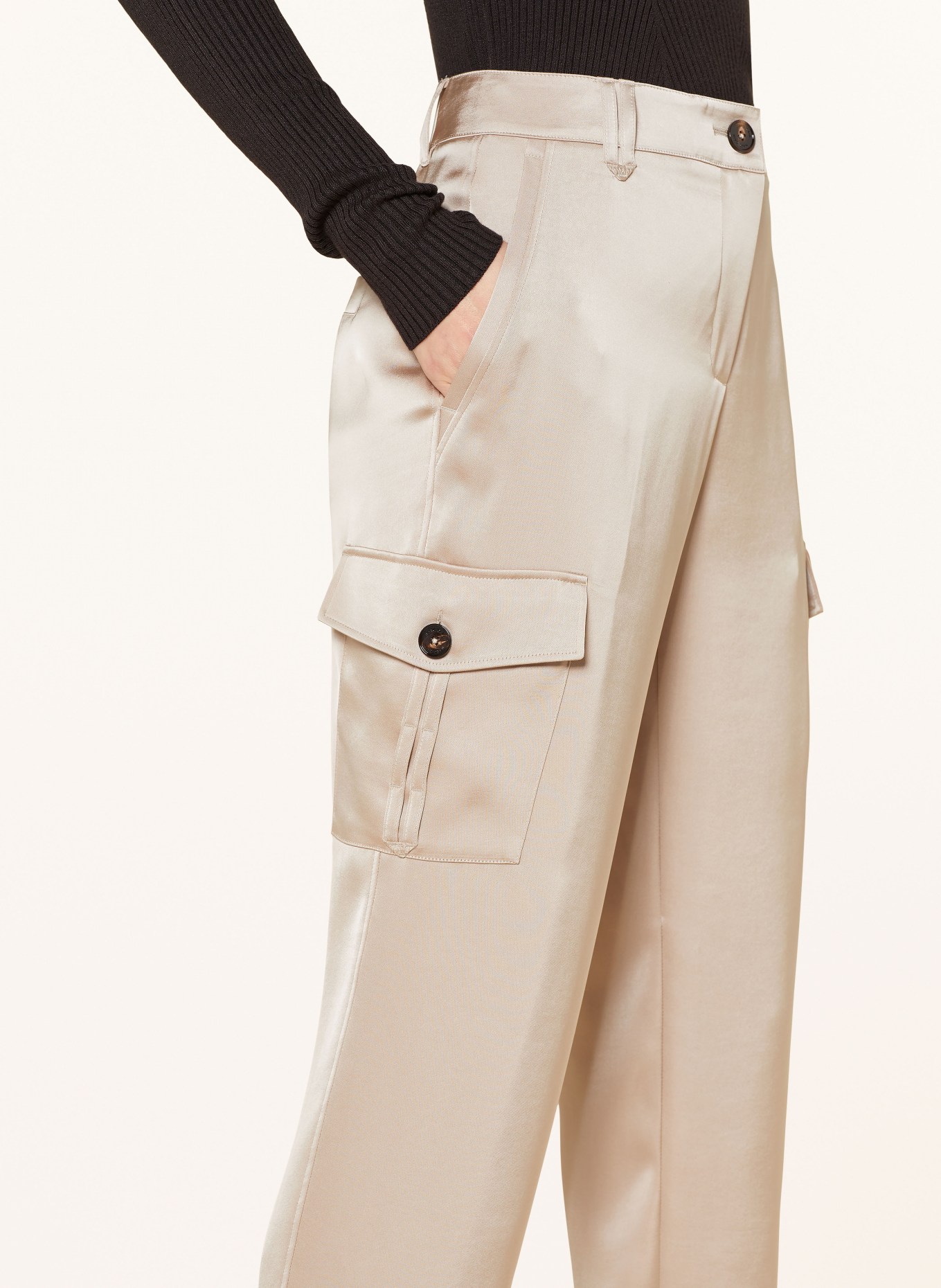 MARC CAIN Cargo pants made of satin, Color: BEIGE (Image 5)