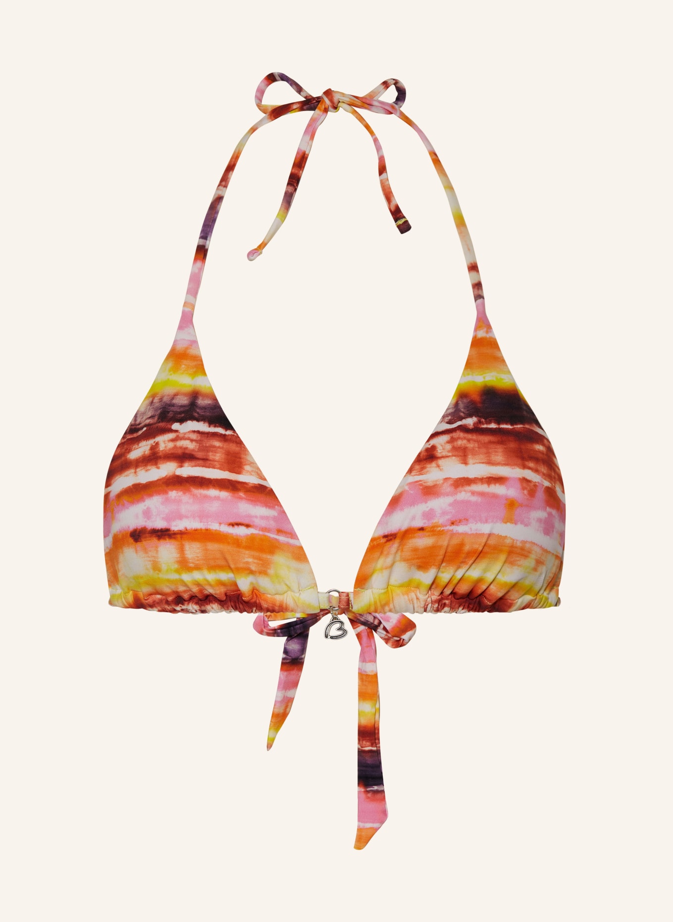 BANANA MOON Triangle bikini top HORIZONTE CRICO, Color: DARK ORANGE/ PINK/ YELLOW (Image 1)