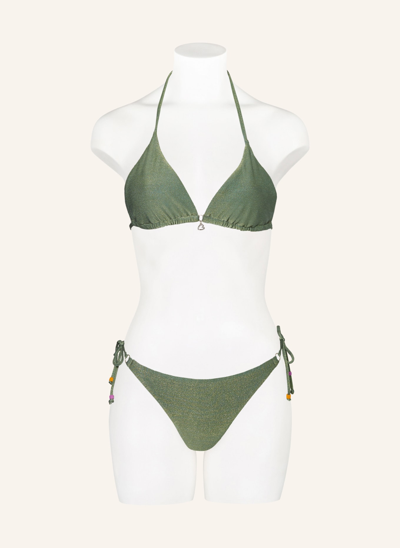 BANANA MOON Triangle bikini bottoms SEAGLITTER LINA with glitter thread, Color: GREEN (Image 2)