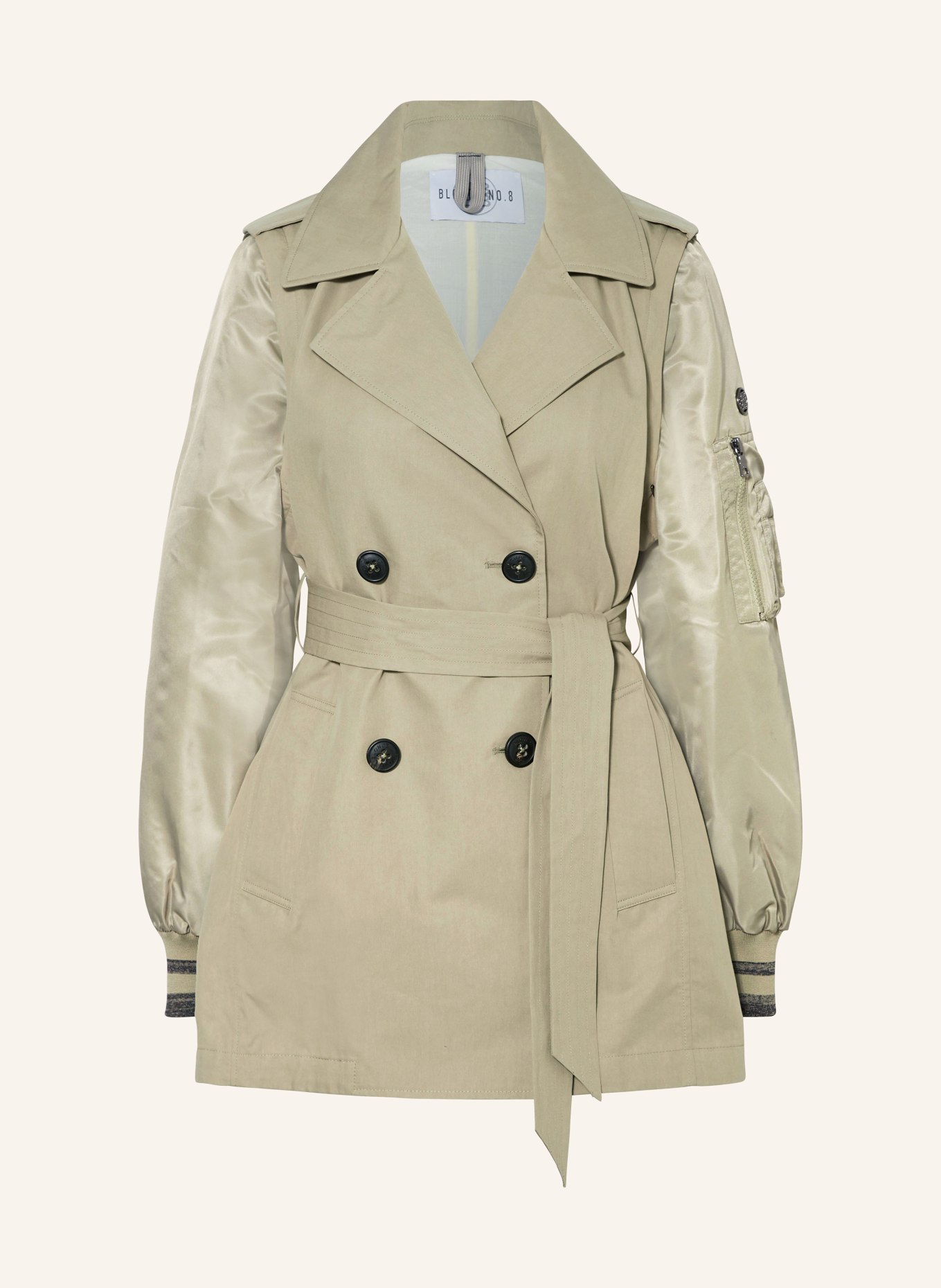 BLONDE No.8 Trench coat DERBY BO with detachable sleeves, Color: LIGHT GREEN (Image 1)