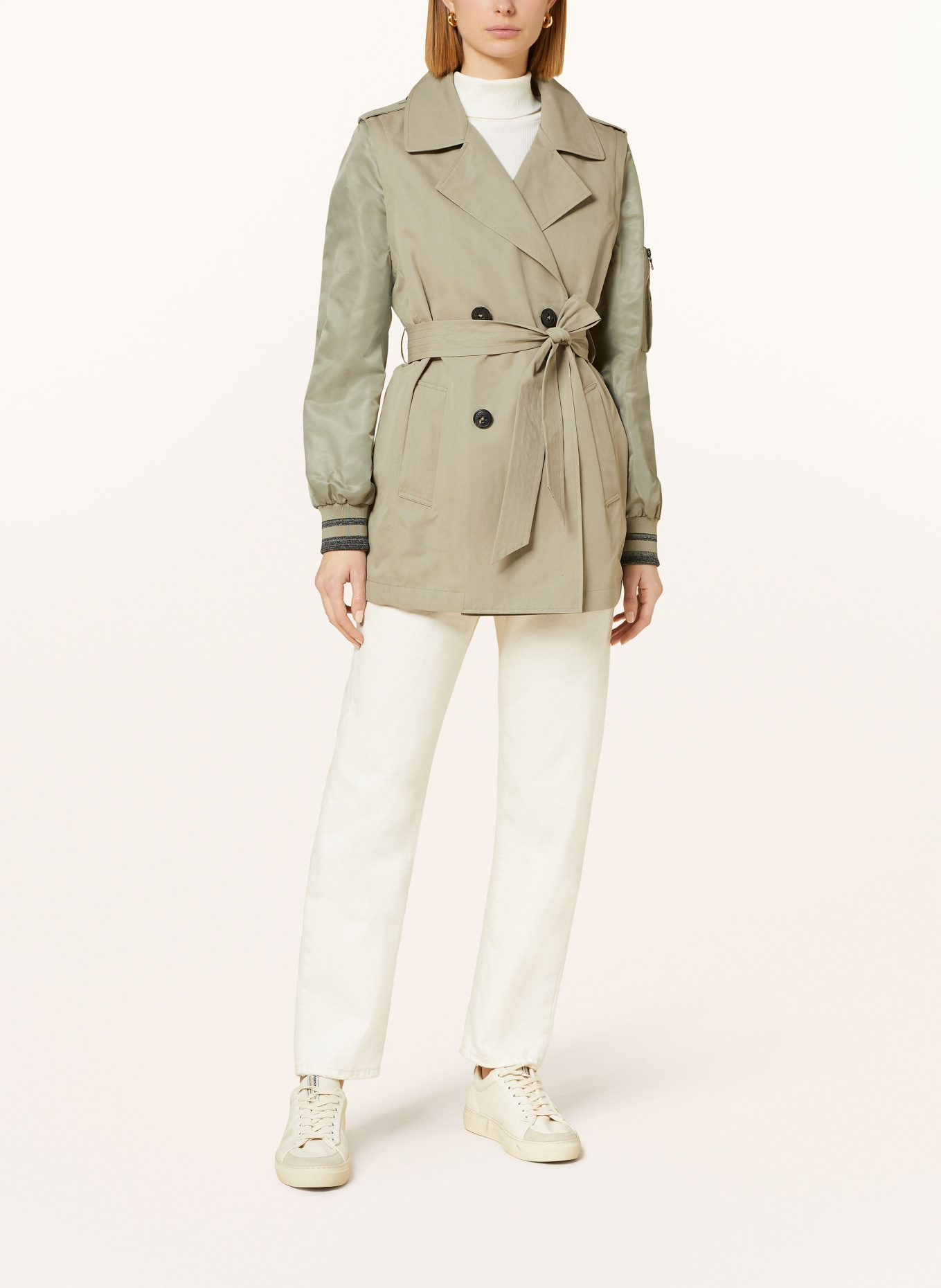 BLONDE No.8 Trench coat DERBY BO with detachable sleeves, Color: LIGHT GREEN (Image 2)