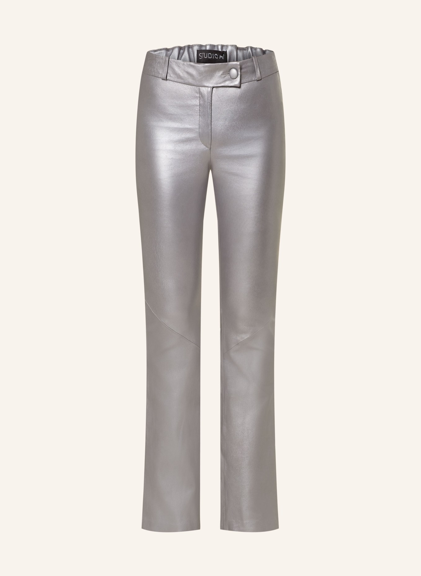 STUDIO AR Bootcut trousers JAELA made of leather, Color: GRAY (Image 1)