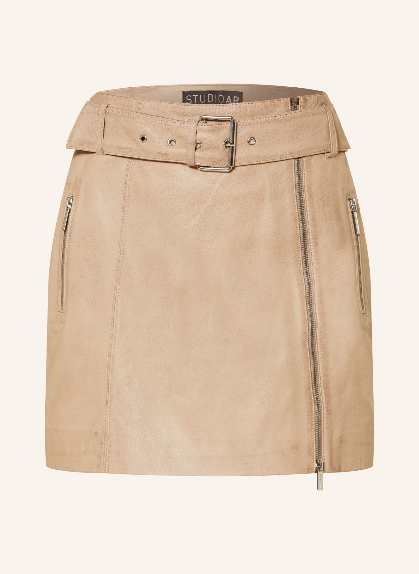STUDIO AR Leather skirt AZURA, Color: BEIGE (Image 1)