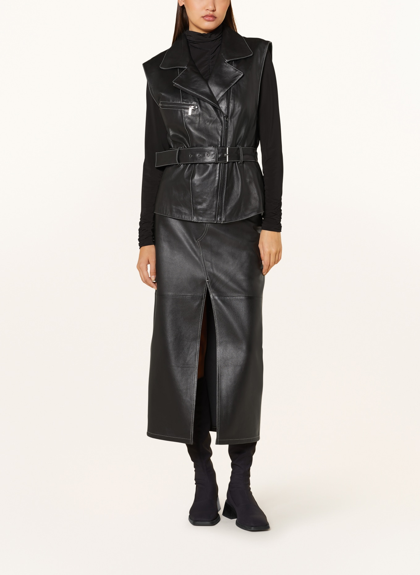 STUDIO AR Leather vest SORRES, Color: BLACK (Image 2)