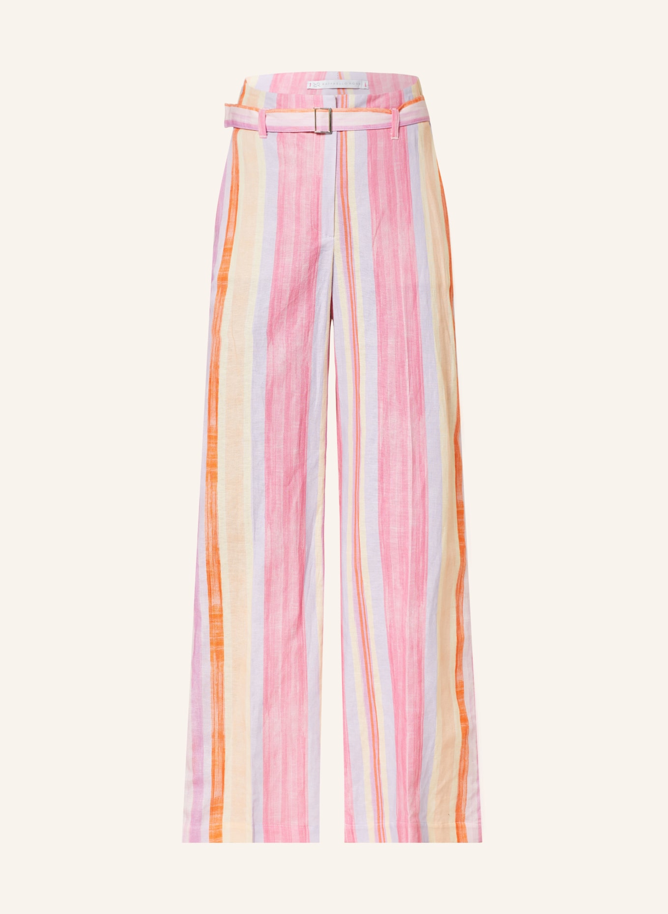 RAFFAELLO ROSSI Wide leg trousers ANAIS with linen, Color: PINK/ LIGHT YELLOW/ ORANGE (Image 1)