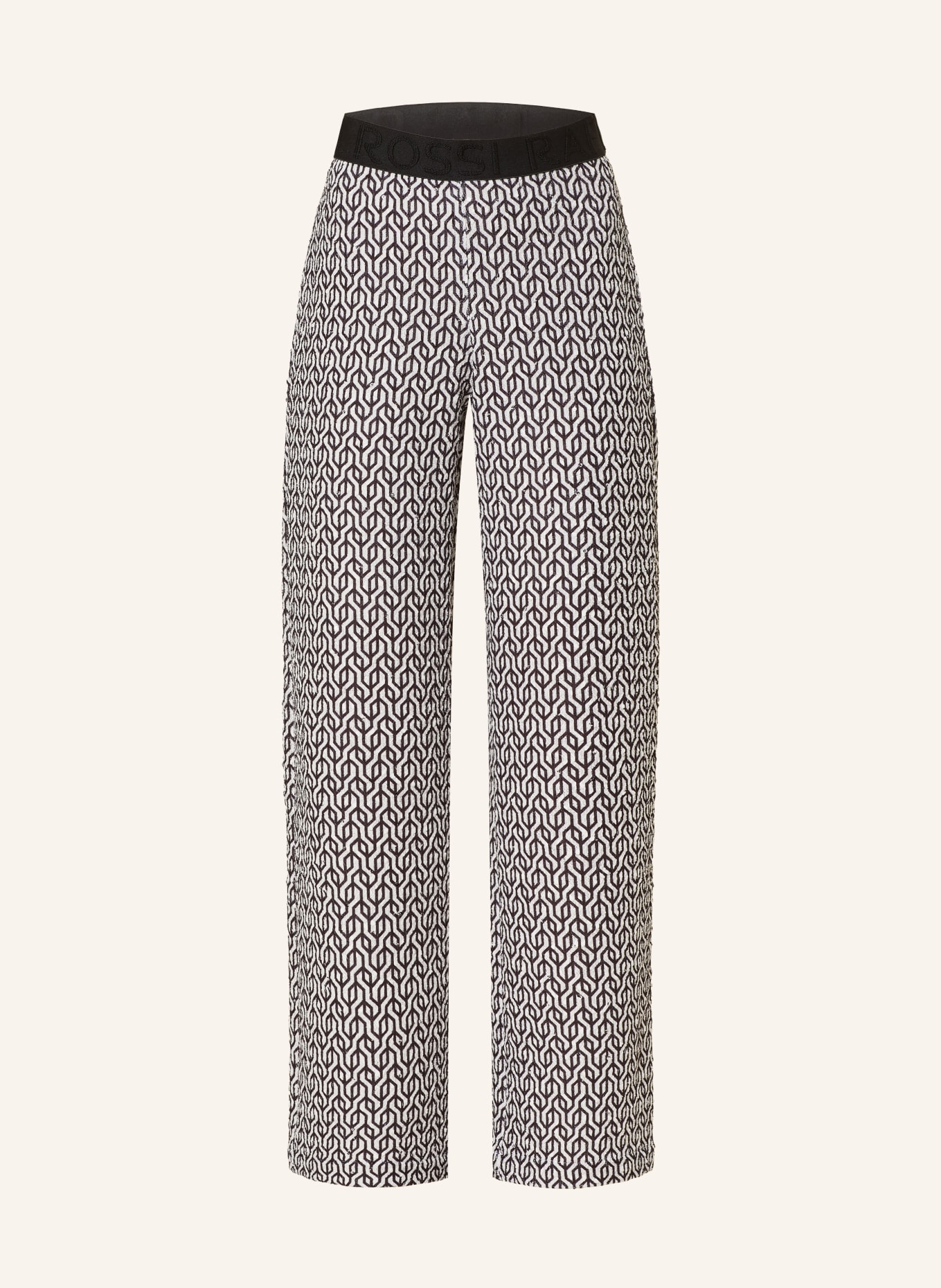RAFFAELLO ROSSI Wide leg trousers ELAINE with sequins, Color: WHITE/ BLACK (Image 1)