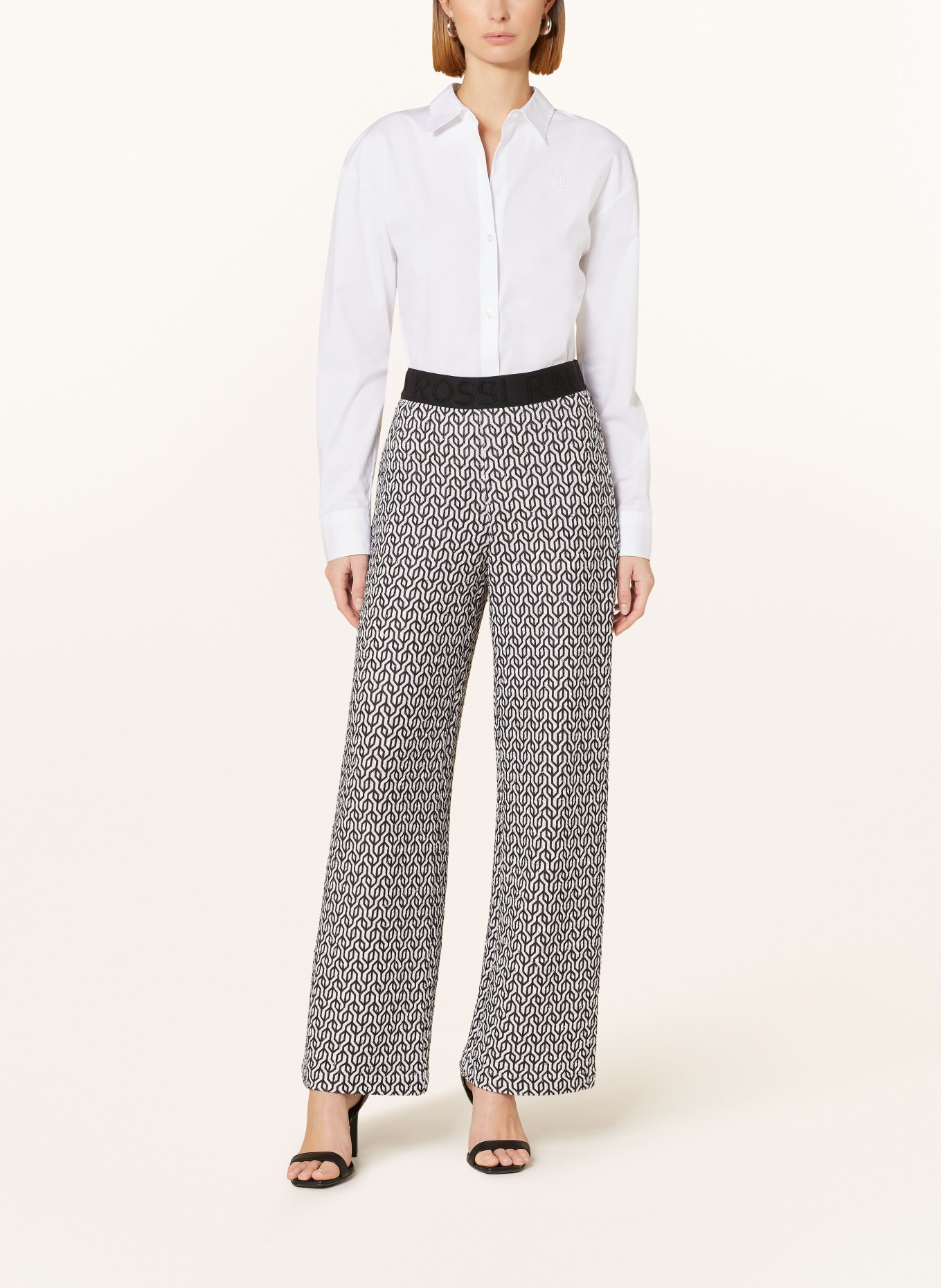RAFFAELLO ROSSI Wide leg trousers ELAINE with sequins, Color: WHITE/ BLACK (Image 2)
