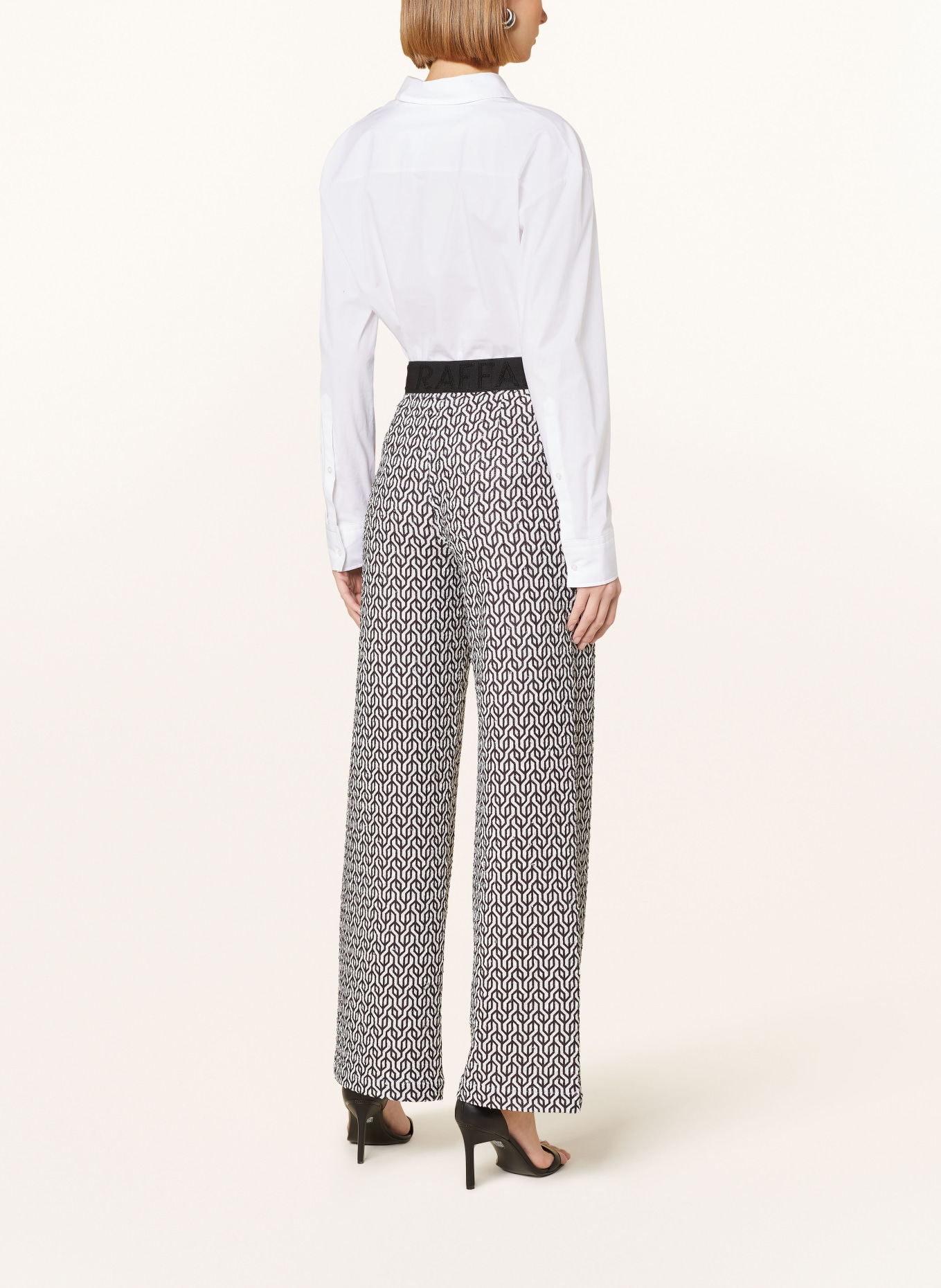 RAFFAELLO ROSSI Wide leg trousers ELAINE with sequins, Color: WHITE/ BLACK (Image 3)