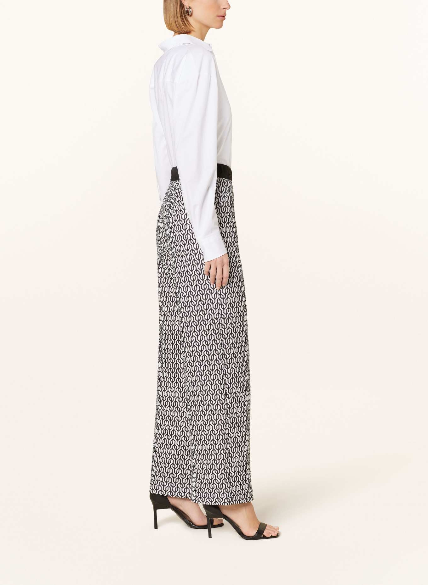 RAFFAELLO ROSSI Wide leg trousers ELAINE with sequins, Color: WHITE/ BLACK (Image 4)