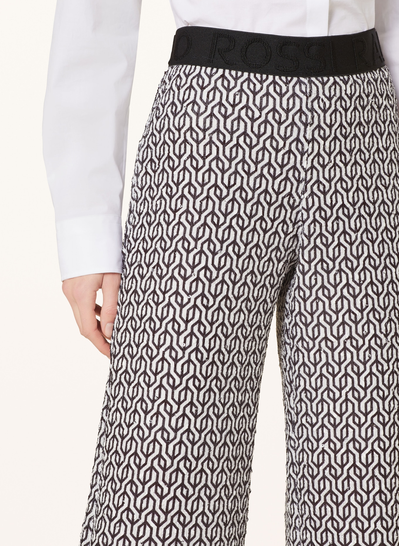 RAFFAELLO ROSSI Wide leg trousers ELAINE with sequins, Color: WHITE/ BLACK (Image 5)