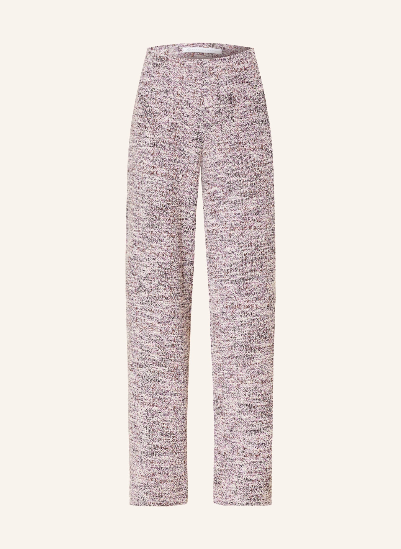 RAFFAELLO ROSSI Tweed wide leg trousers ELAINE with glitter thread, Color: WHITE/ PURPLE/ BROWN (Image 1)