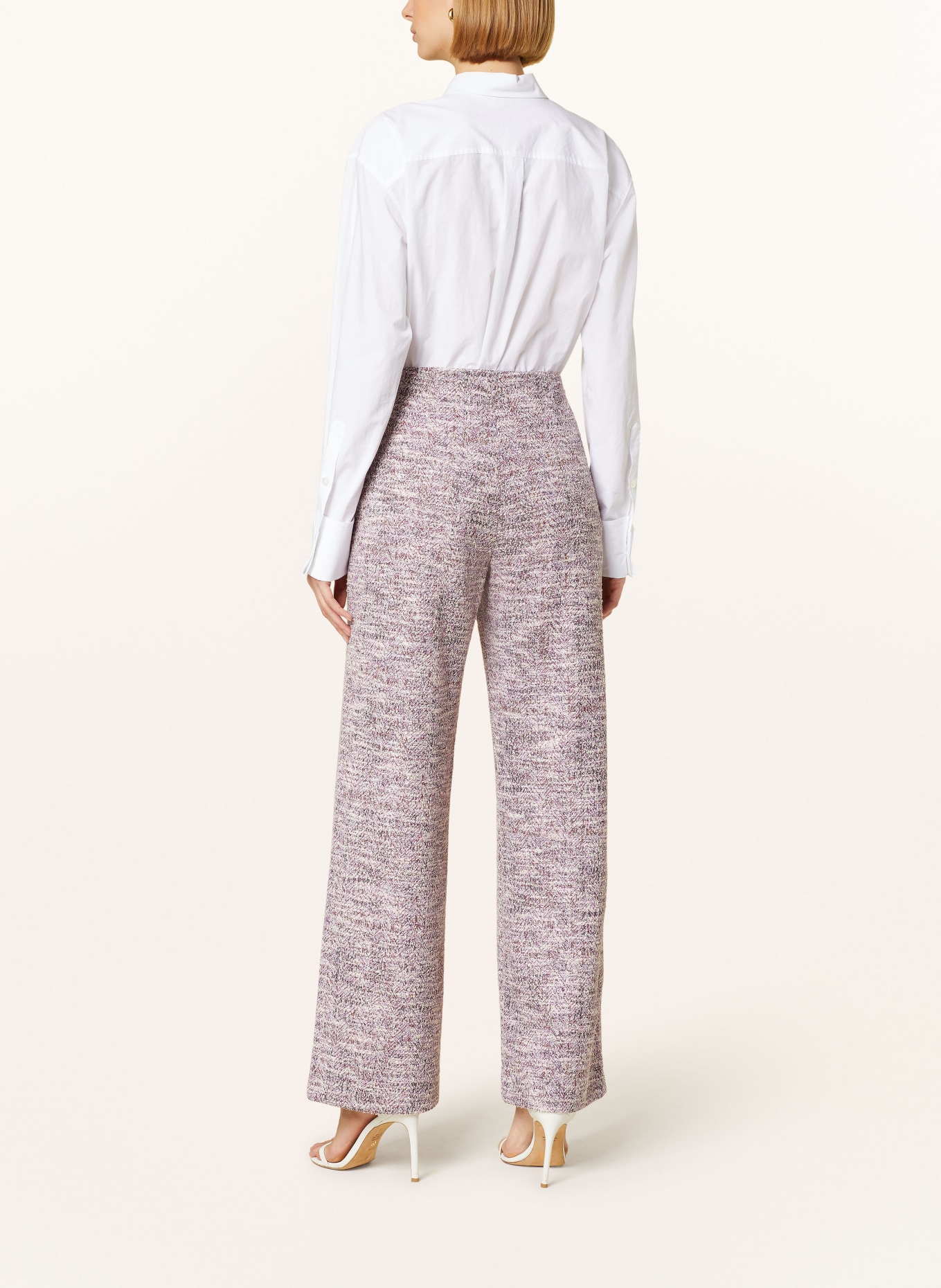 RAFFAELLO ROSSI Tweed wide leg trousers ELAINE with glitter thread, Color: WHITE/ PURPLE/ BROWN (Image 3)