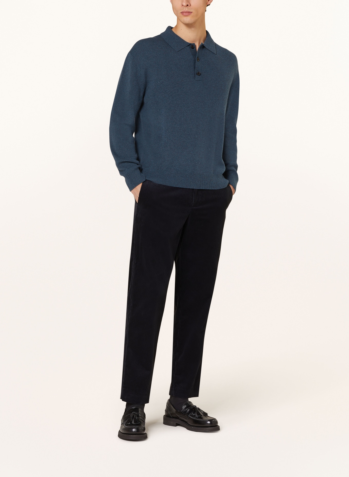 COS Knitted polo shirt in cashmere, Color: TEAL (Image 2)