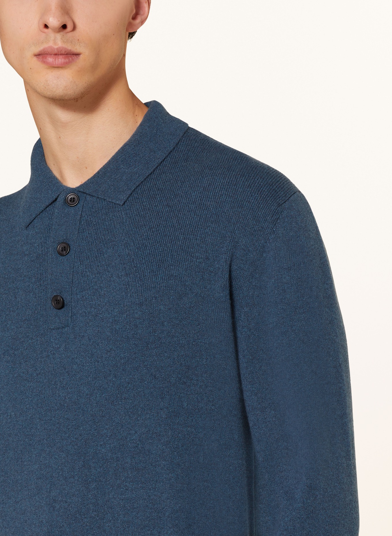 COS Strick-Poloshirt aus Cashmere, Farbe: PETROL (Bild 4)