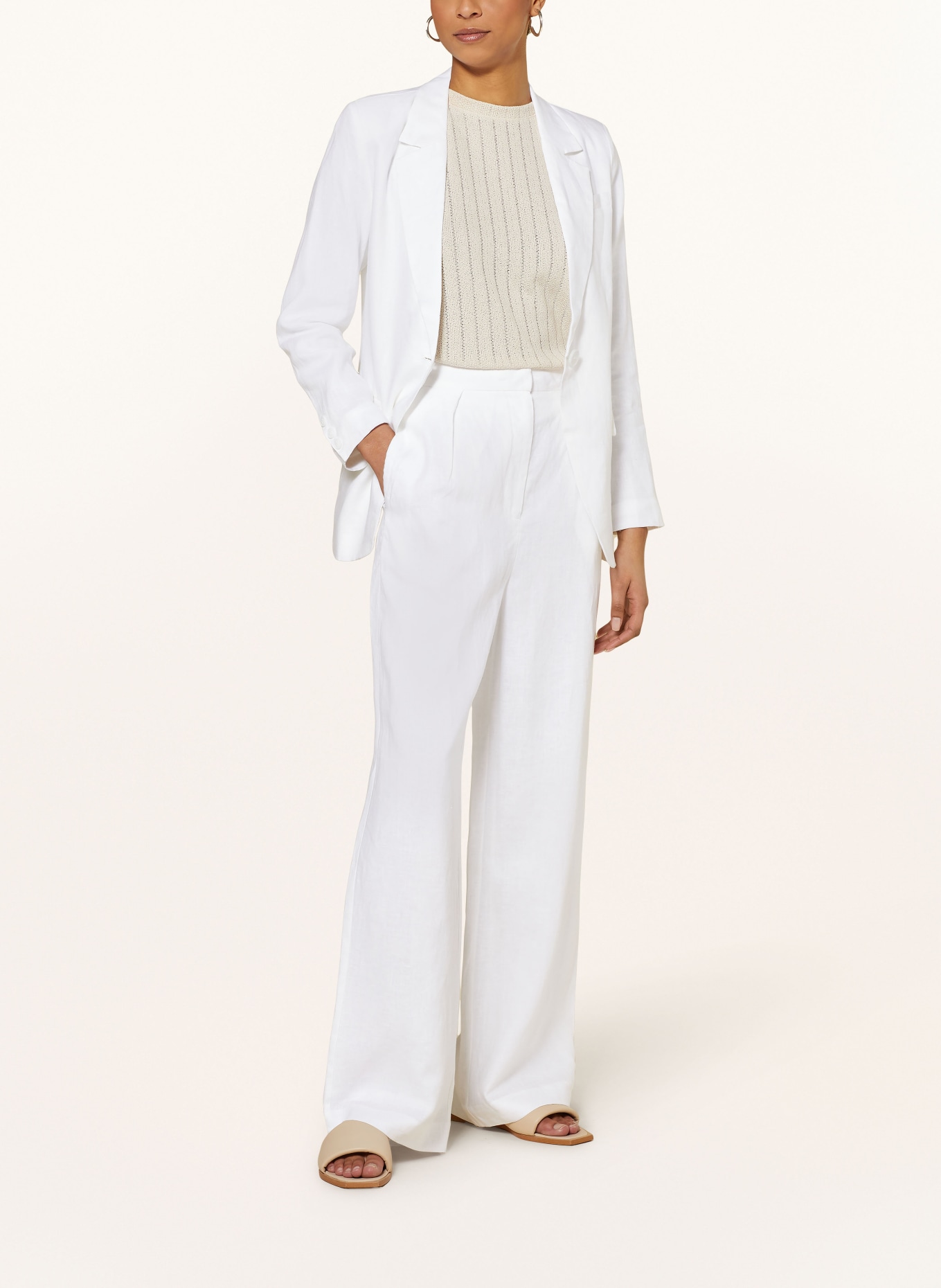 darling harbour Wide leg trousers made of linen, Color: WEISS (Image 2)