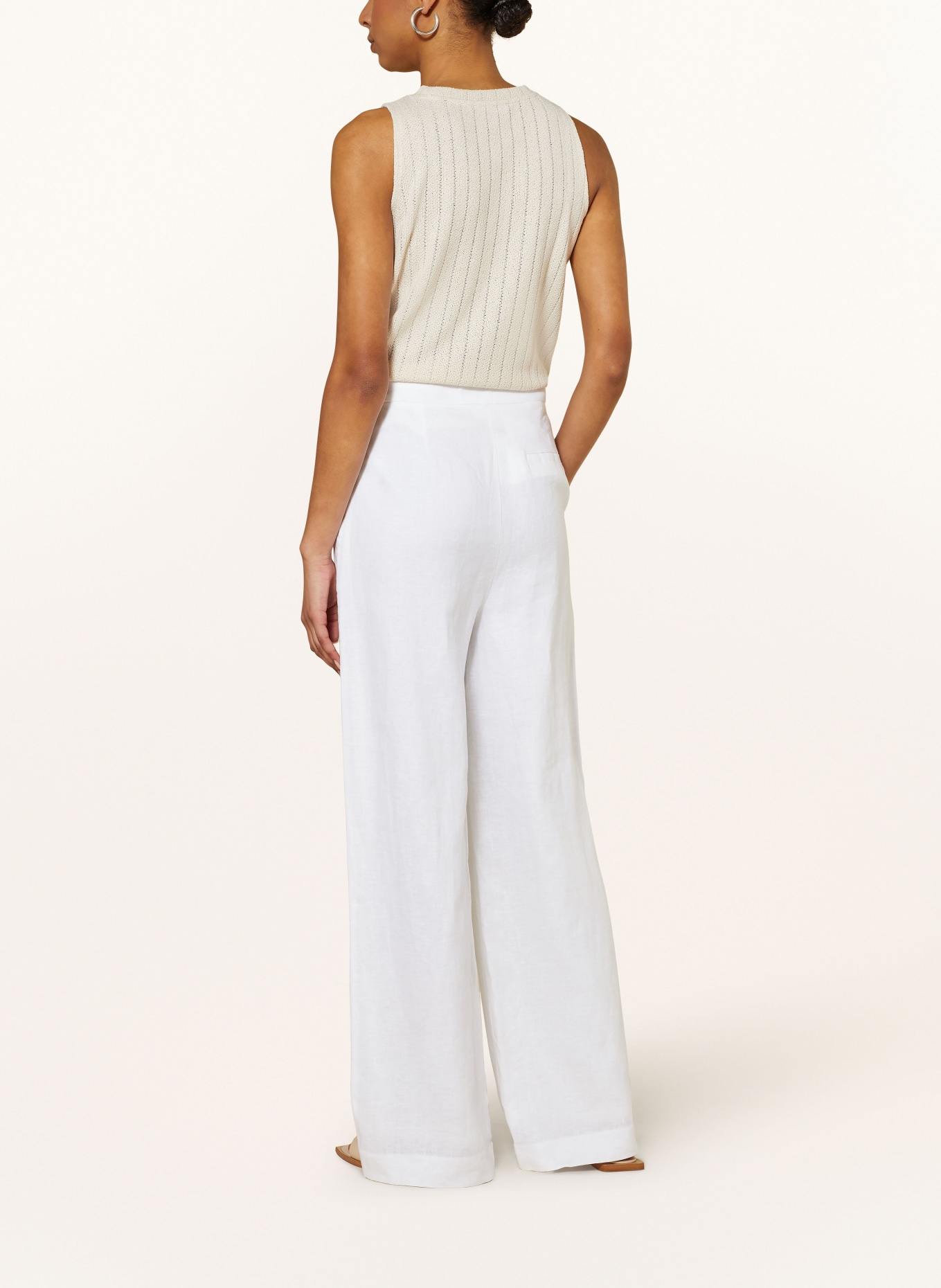 darling harbour Wide leg trousers made of linen, Color: WEISS (Image 3)