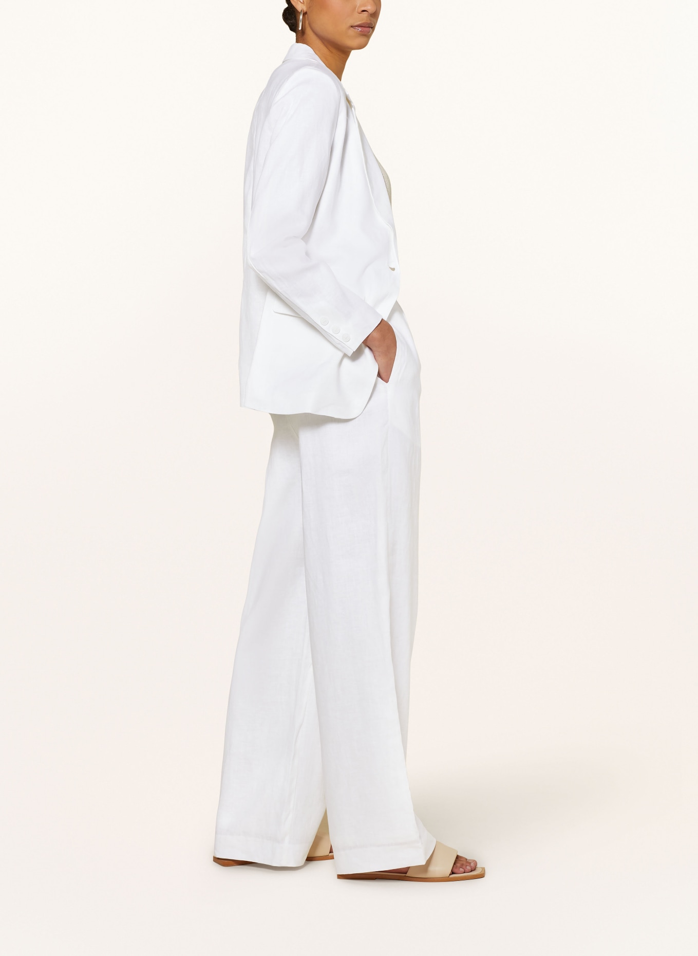 darling harbour Wide leg trousers made of linen, Color: WEISS (Image 4)