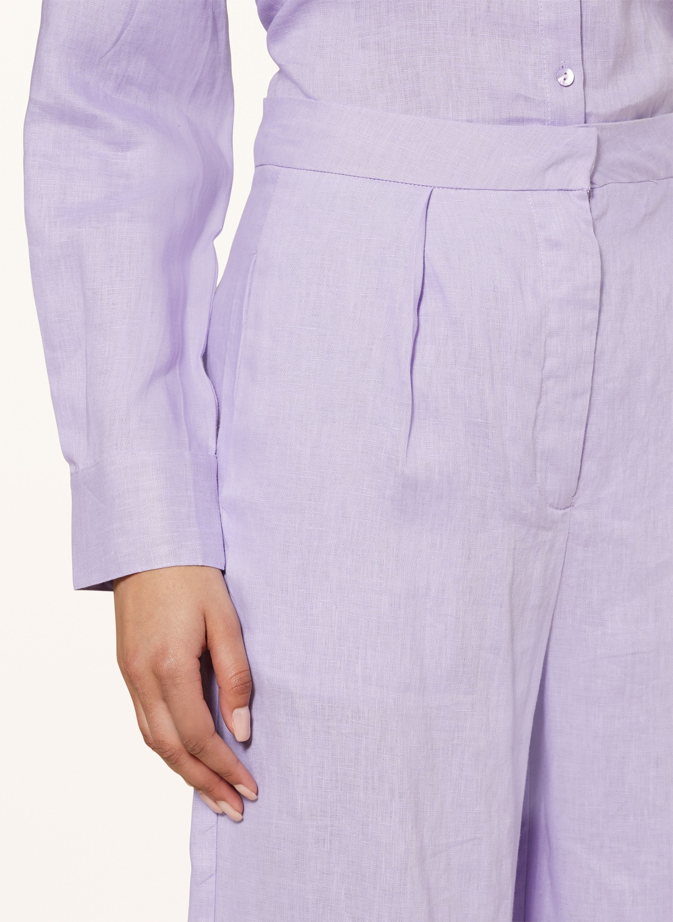 darling harbour Wide leg trousers made of linen, Color: VIOLA (Image 5)