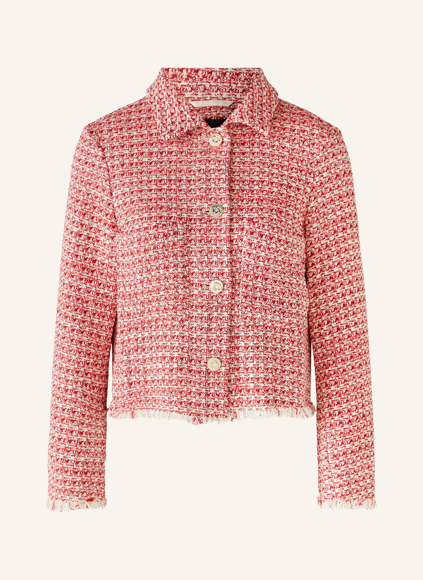 oui Boxy jacket with glitter thread, Color: WHITE/ RED/ PINK (Image 1)
