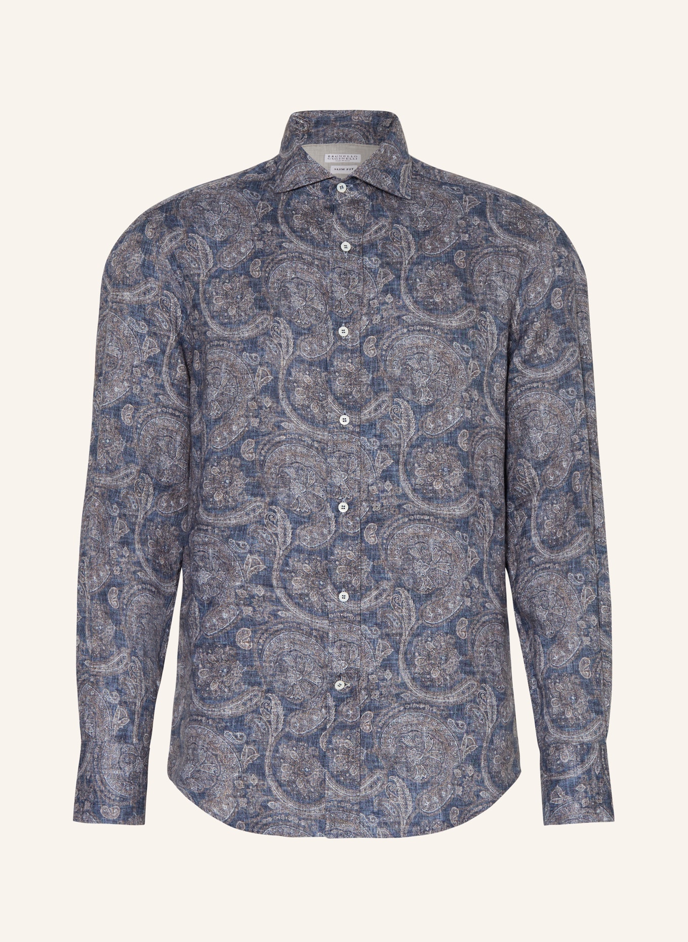 BRUNELLO CUCINELLI Linen shirt slim fit, Color: BLUE GRAY (Image 1)