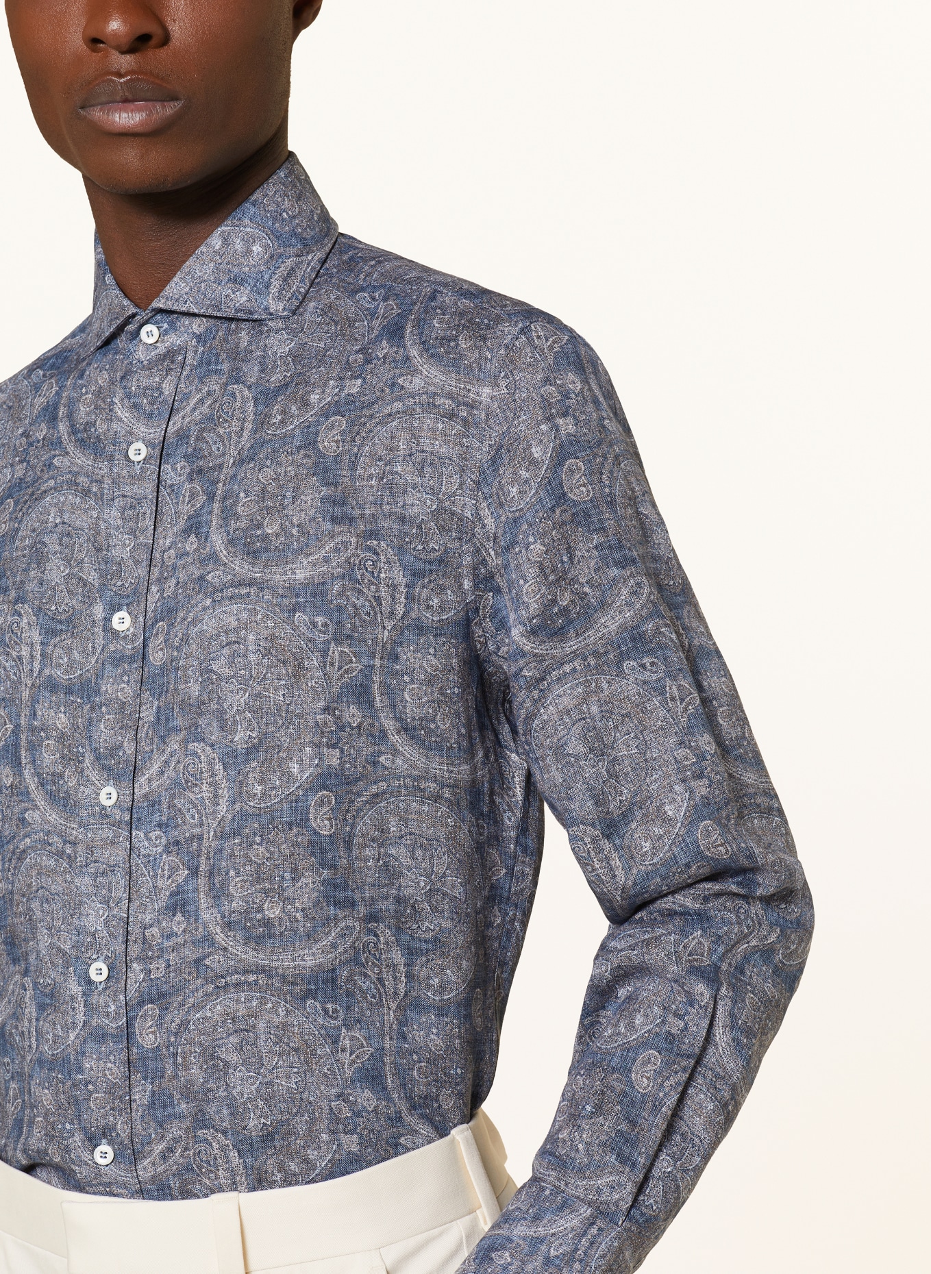 BRUNELLO CUCINELLI Linen shirt slim fit, Color: BLUE GRAY (Image 4)